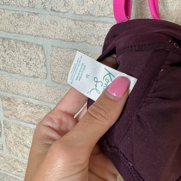 Kona Sol color block  burgundy padded swim top medium - Picture 5 of 5